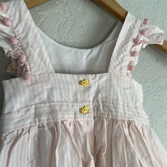 Maggie & Zoe Pink Dress Yellow Ducks Cottage Girly Photos Pom Poms Milkmaid 3T - Picture 3 of 7
